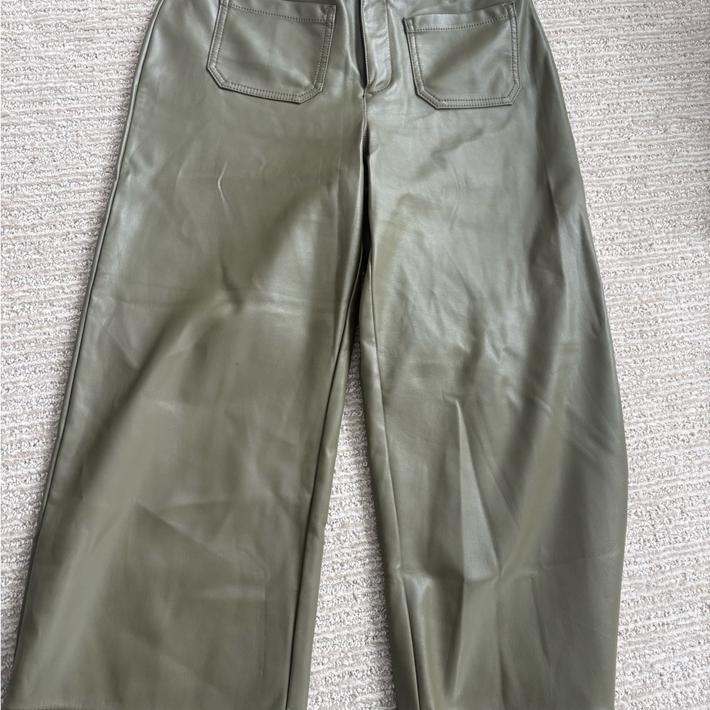 LOFT Olive Faux Leather Chinos for women patch pocket